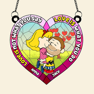 Personalized Gifts For Couple Suncatcher Ornament 03xqtn170724hg Cartoon Kissing Couple-Homacus