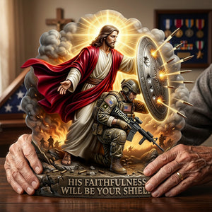 Christian Soldier Shield Acrylic Plaque - Personalized Gifts For Veteran 05NALU300326-Homacus
