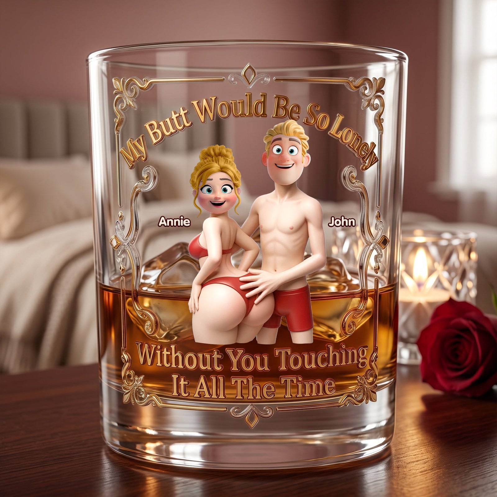 Playful Couple Round Glass - Personalized Gifts For Couples 05OHLU260626-Homacus