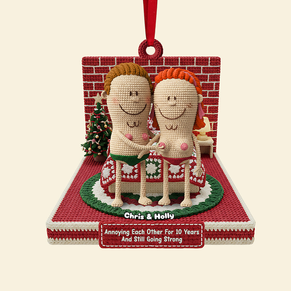 Personalized Gifts For Christmas, Knitting Funny Couple Acrylic Ornament 02nata241025-Homacus