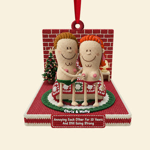 Personalized Gifts For Christmas, Knitting Funny Couple Acrylic Ornament 02nata241025-Homacus