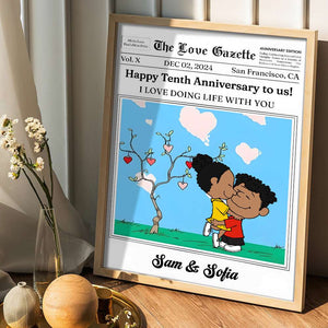 Personalized Gifts For Couples Canvas Happy Anniversary Newspaper 01TGMH191224HG-Homacus