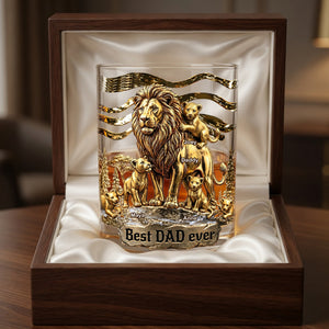 Lion Dad And Kids - Best Dad Ever Drinking Glass - Personalized Gifts For Dads 05tglu010526-Homacus