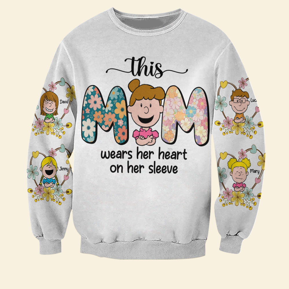 Personalized Gifts For Mom Shirt 05xqtn260325hh This Mom Wears Her Heart On Her Sleeve-Homacus
