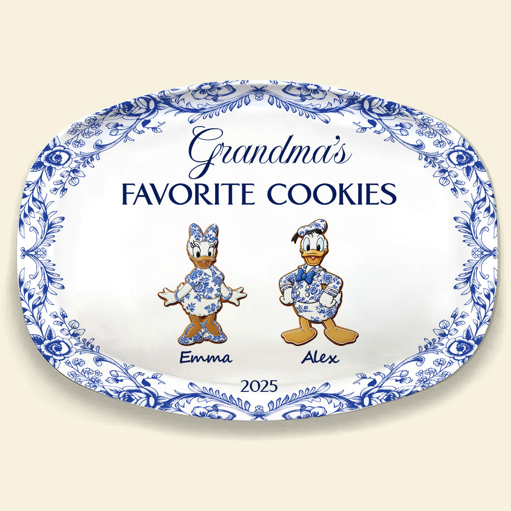 Grandma's Cookies - Personalized Christmas Gifts - Toile De Jouy Blue Floral Plate-Homacus
