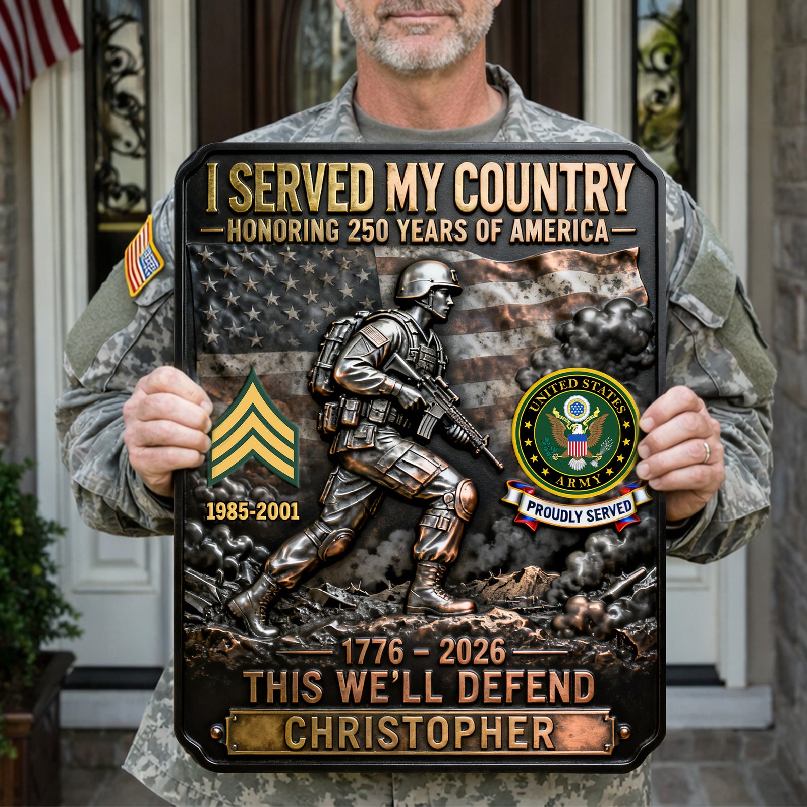 American 250th Anniversary Metal Sign - Personalized Gifts For Veteran 03kilu120326-Homacus