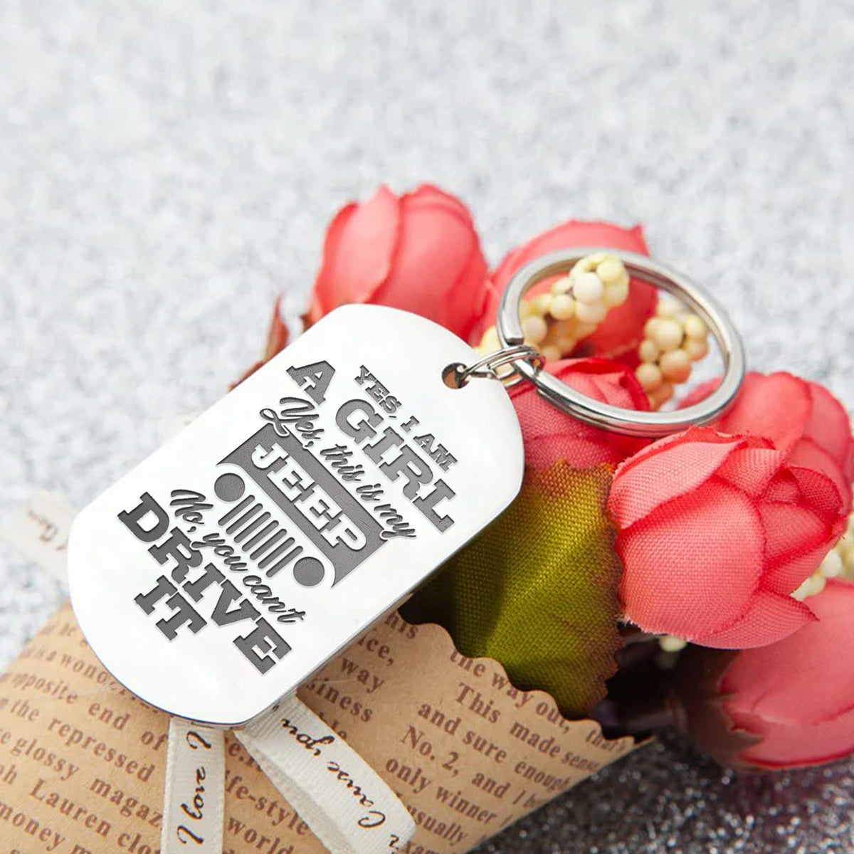 Personalized Gifts For Girl Keychain 01HUDT060624TM Car Girl With Watercolor Background-Homacus