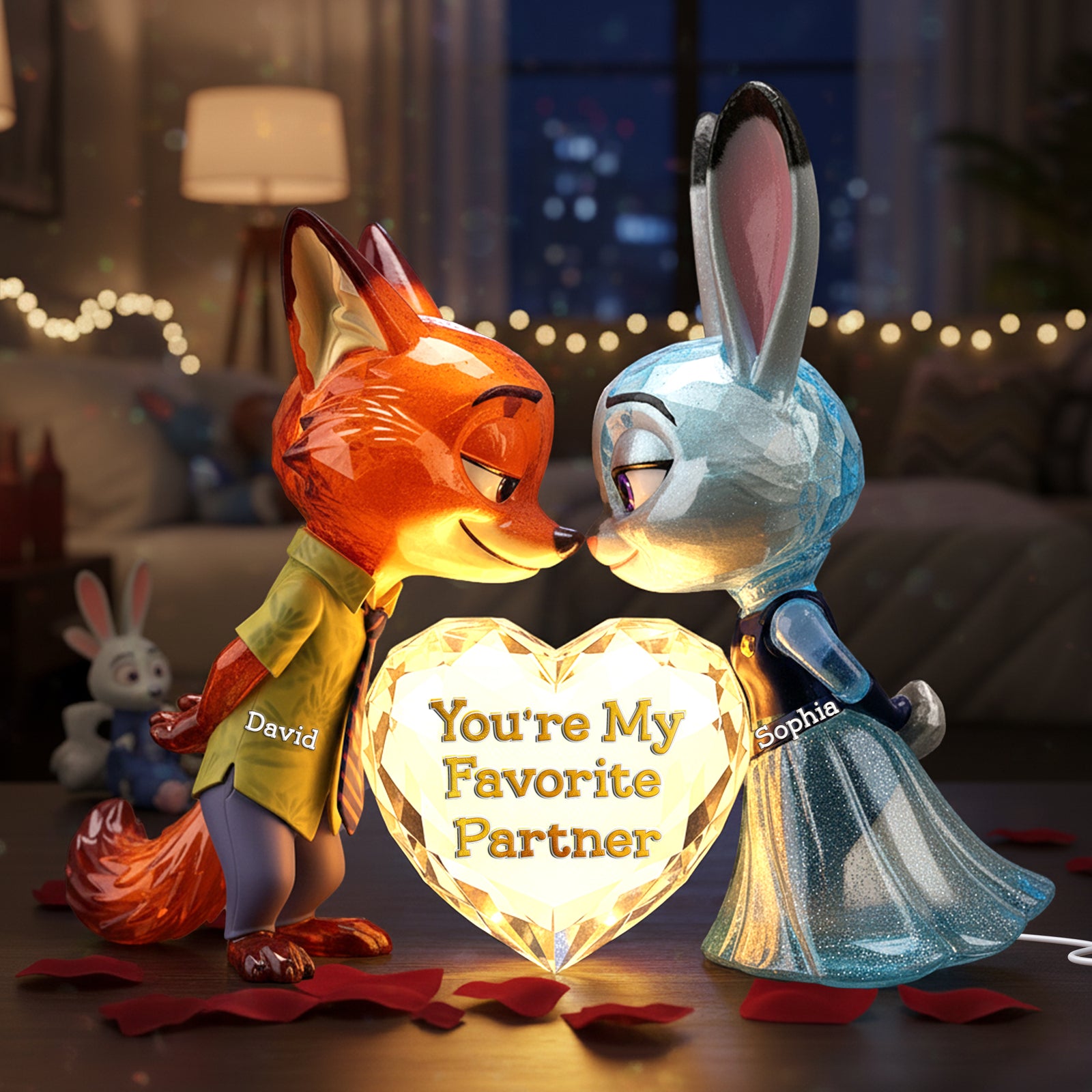 Cute Critter Couple Light Box - Personalized Gift For Couples 01NALU261125-Homacus