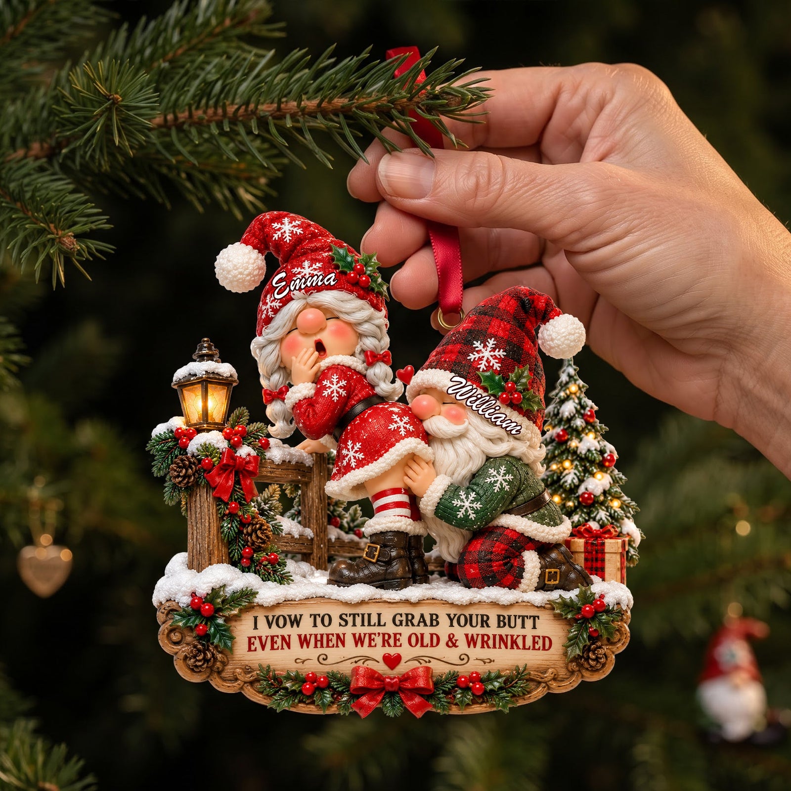 Playful Gnome Couple Ornament - Personalized Christmas Gifts For Couples 02NALU260926-Homacus