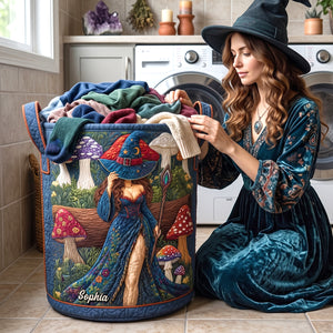 Mushroom Nature Alchemist Quilted Laundry Basket, Personalized Gifts For Witch 03qhtn220726