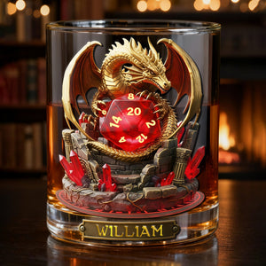 Legendary Dragon Dice Round Glass - Personalized Gifts For Drinking Lovers 01PALU151225-Homacus