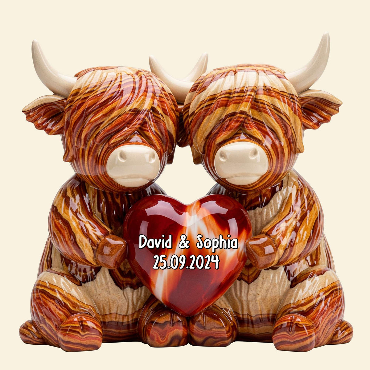 Highland Cow Couple Acrylic Plaque - Personalized Gifts For Couple 03natn190625-Homacus