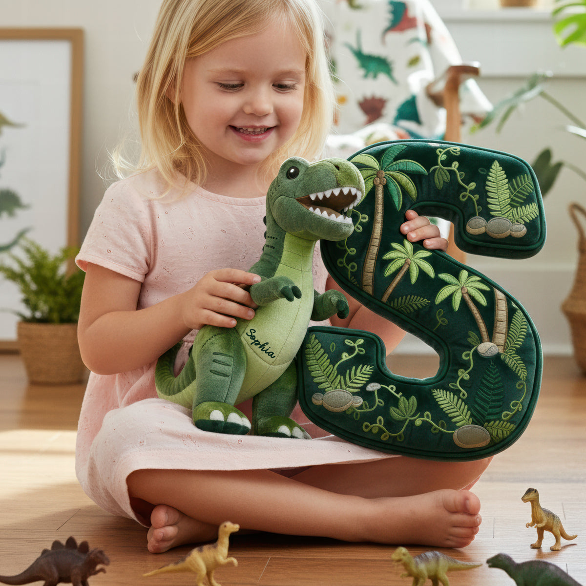 Alphabet Initial T-Rex Custom Shape Pillow - Personalized Gifts For Kids 01pgqn101225-Homacus