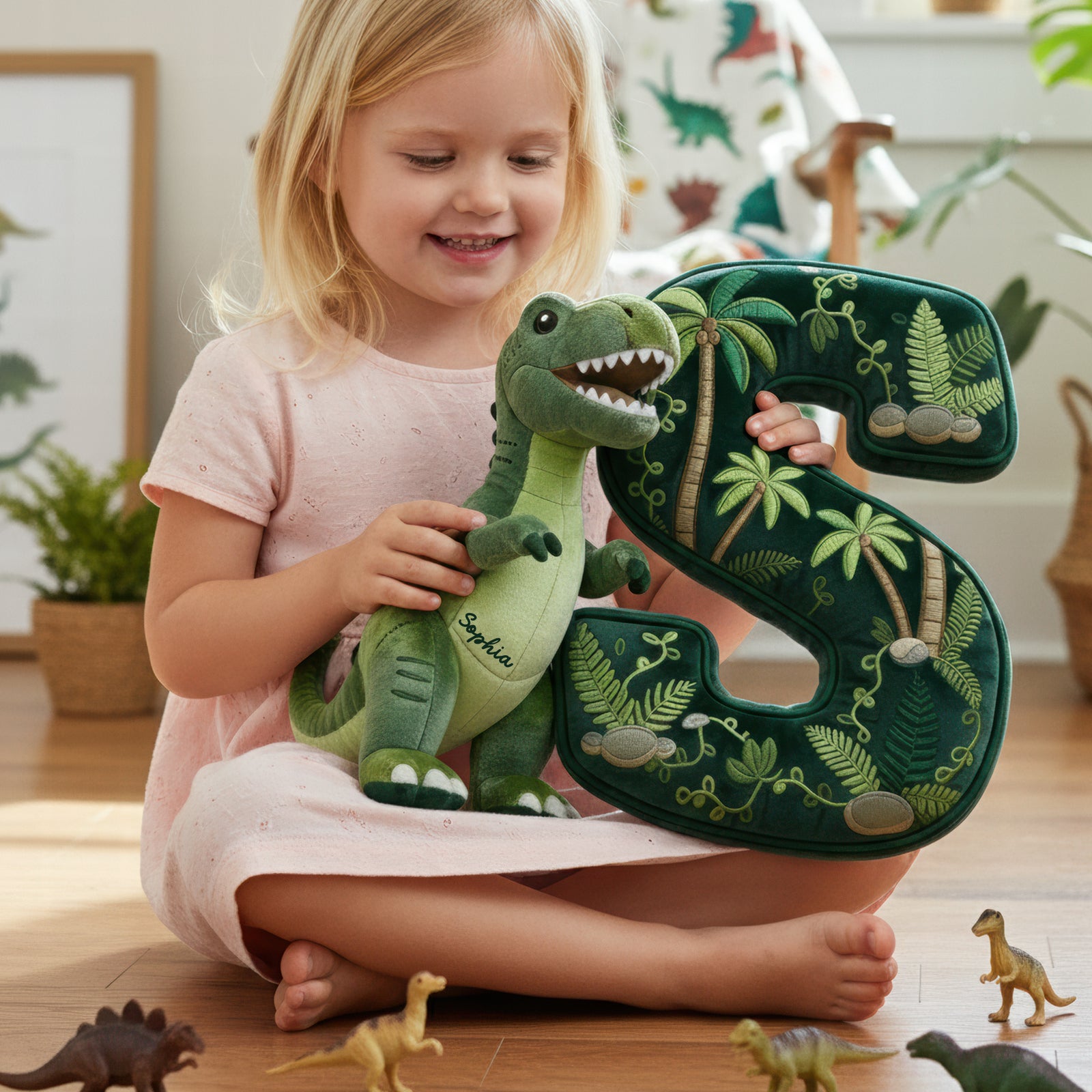 Alphabet Initial T-Rex Custom Shape Pillow - Personalized Gifts For Kids 01pgqn101225-Homacus