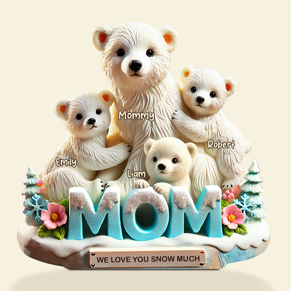 Polar Bear Mom Plaque - Personalized Gifts For Mom 02hupu170425-Homacus