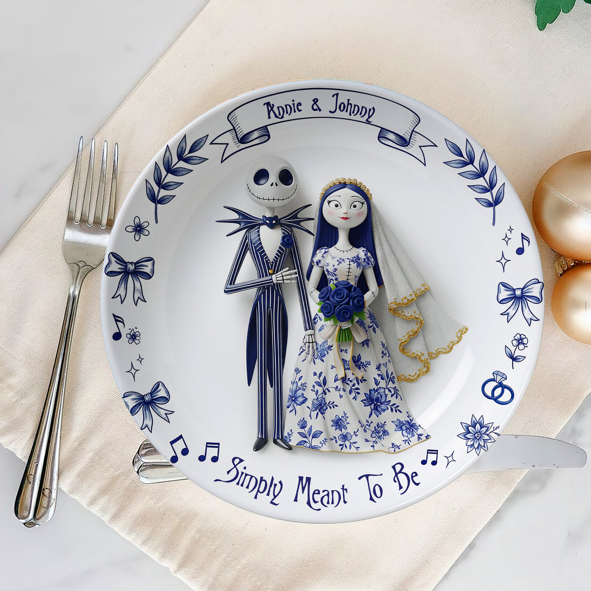 Simply Meant To Be Round Plate - Personalized Christmas Gift For Couple 04PGLU041025-Homacus