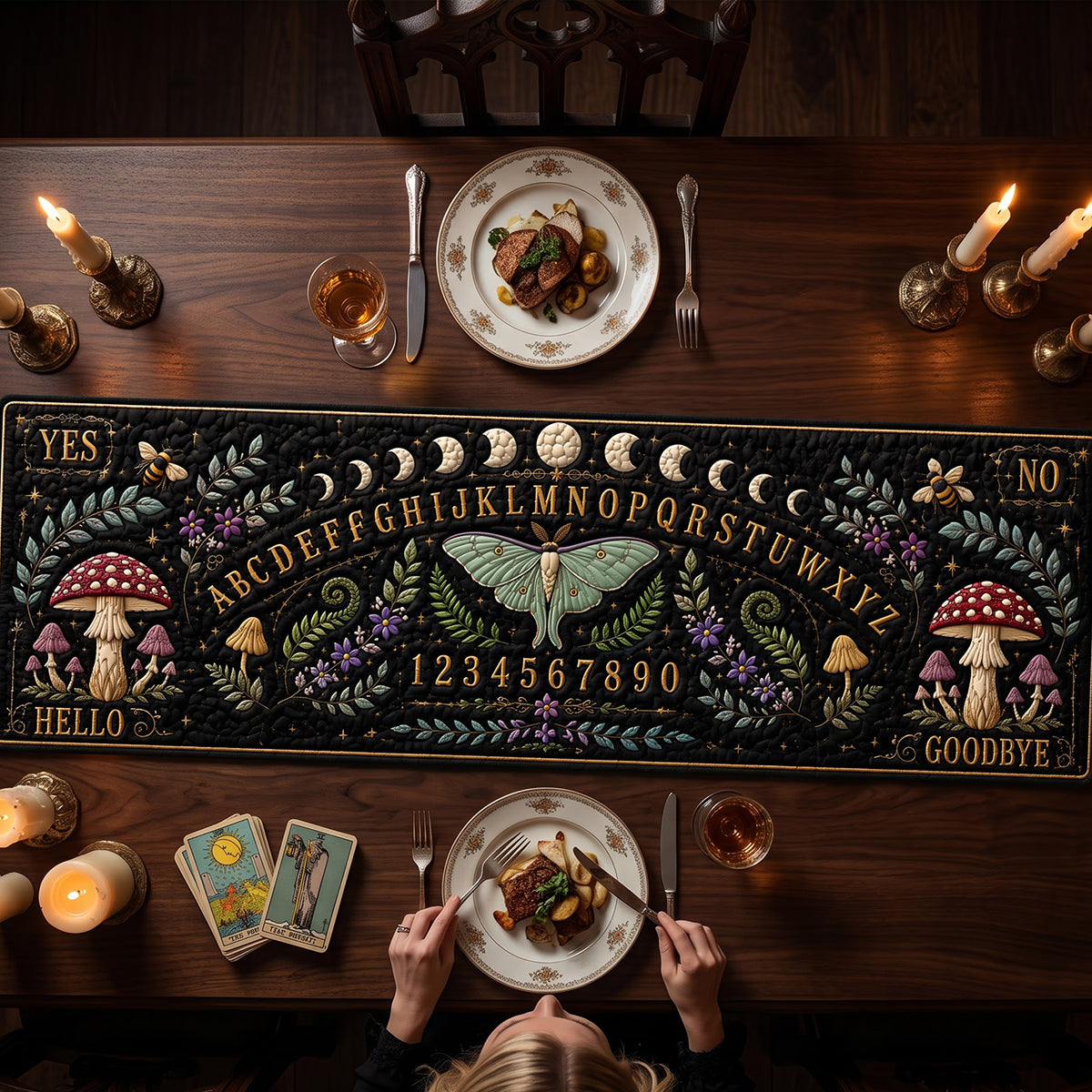 Gothic Board Quilted Table Runner Personalized Halloween Gifts 02NATA170826