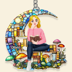 Personalized Gifts For Book Lover Keychain Girl Reading Book 01XQDT030125PA-Homacus