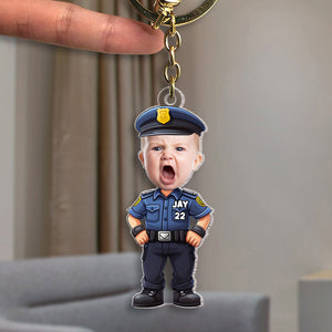 Custom Photo Gifts For Kids Keychain - Firefighter & Police Themes-Homacus