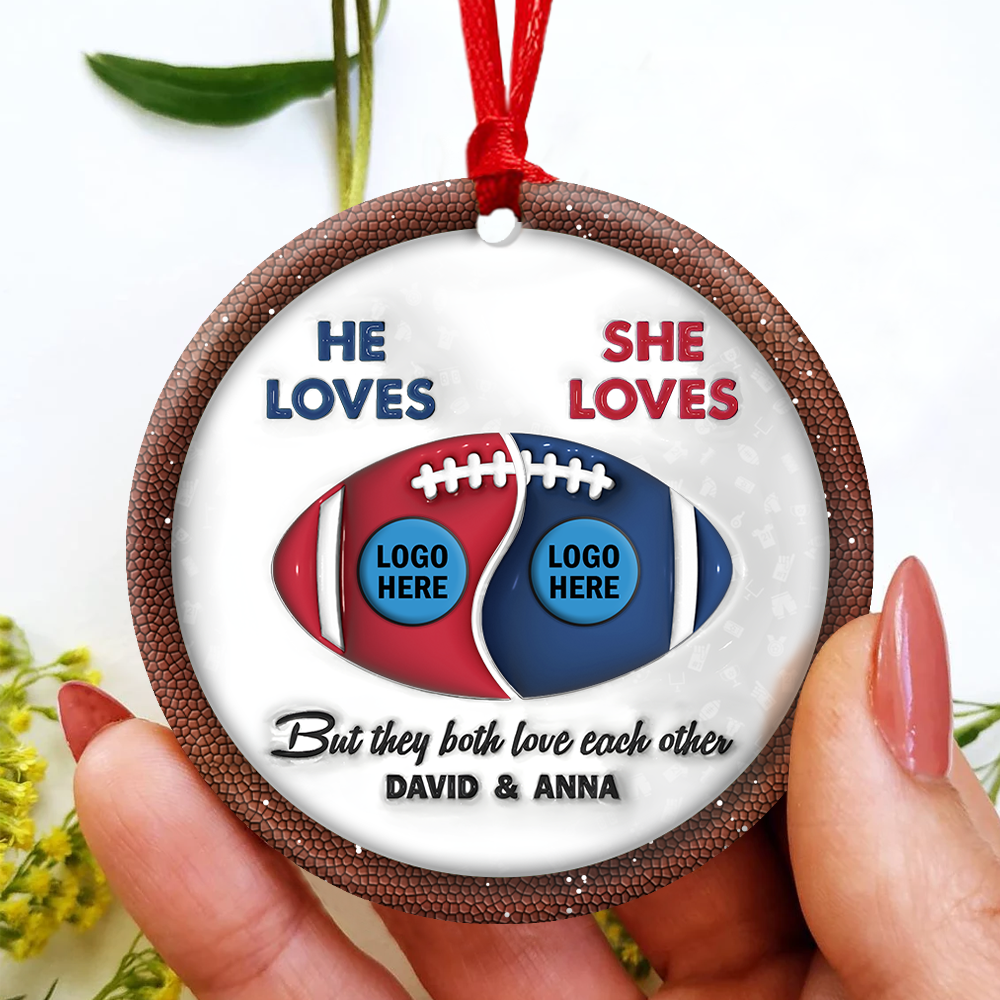 American Football Couple Ceramic Ornament With Custom Team Logo - House Divided 02hupu250924-Homacus