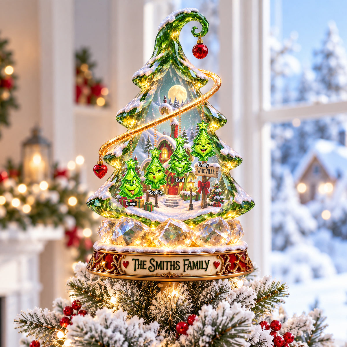 Whimsical Family Acrylic Christmas Tree Topper - Personalized Gifts For Family 03ohqn070926