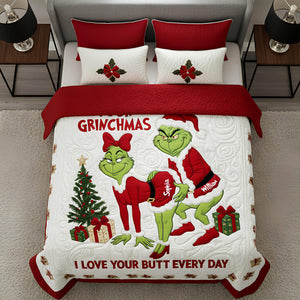 Cheeky Green Couple Quilt Bedding Set - Personalized Gift For Couples 02TGLU271125-Homacus
