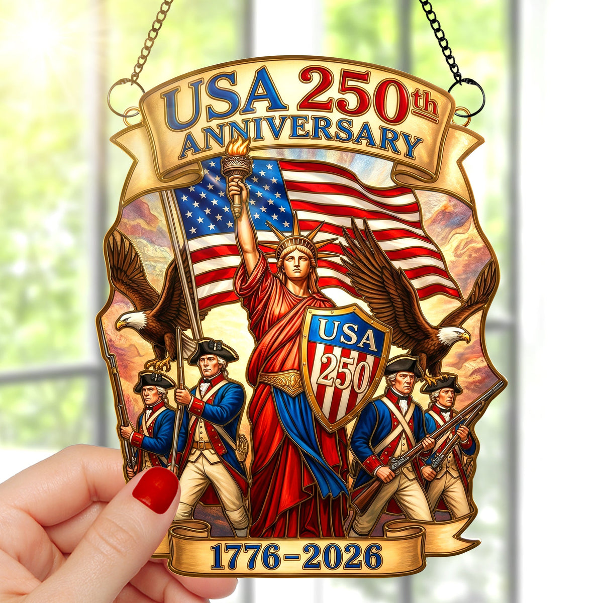USA 250th Anniversary Suncatcher Ornament – Gifts For Patriots 01paqn060326-Homacus