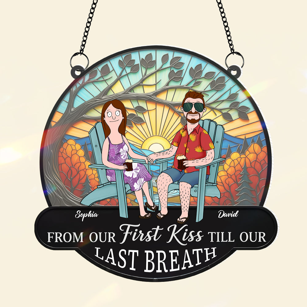 Funny Cartoon Couple Personalized Christmas Gifts For Couple Suncatcher Ornament 03ohtn300725pa-Homacus