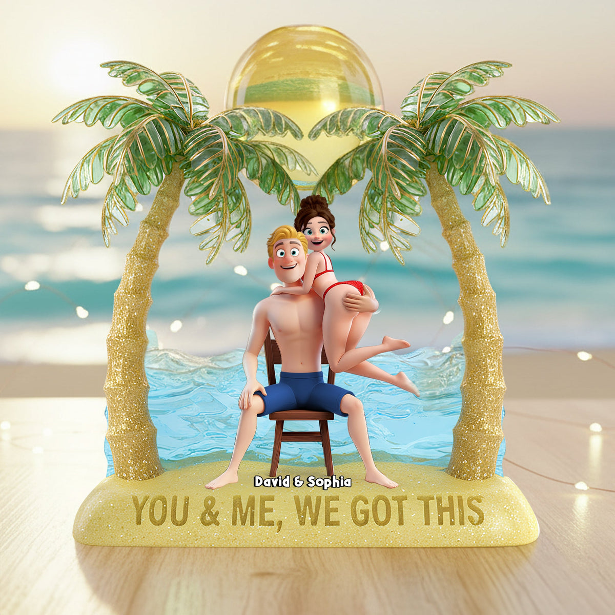Seaside Romance Couple Acrylic Plaque - Personalized Gifts For Couples 04OHLU111125-Homacus