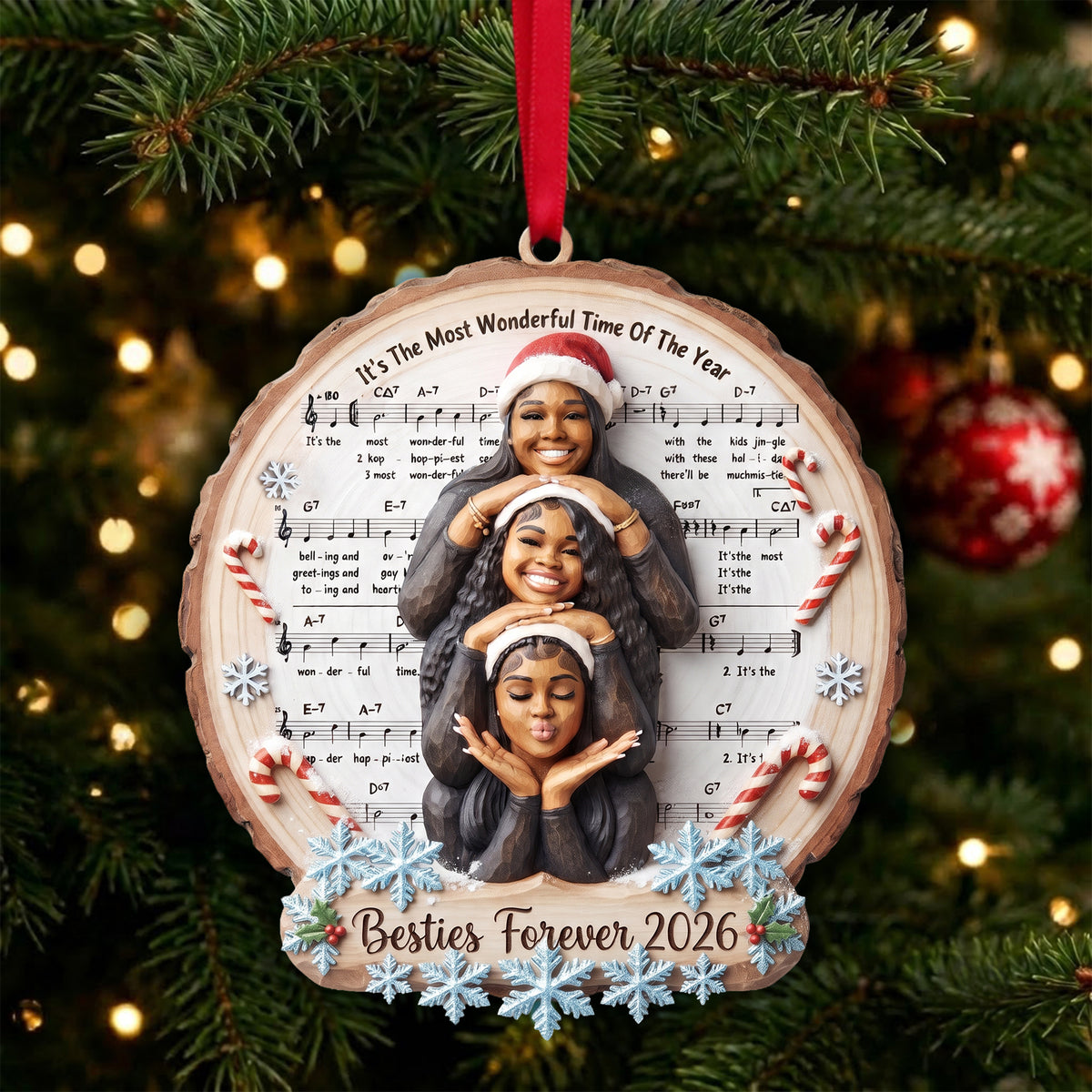 Wonderful Time With Besties Ornament - Custom Photo Christmas Gifts For Friends 01hulu171026-Homacus