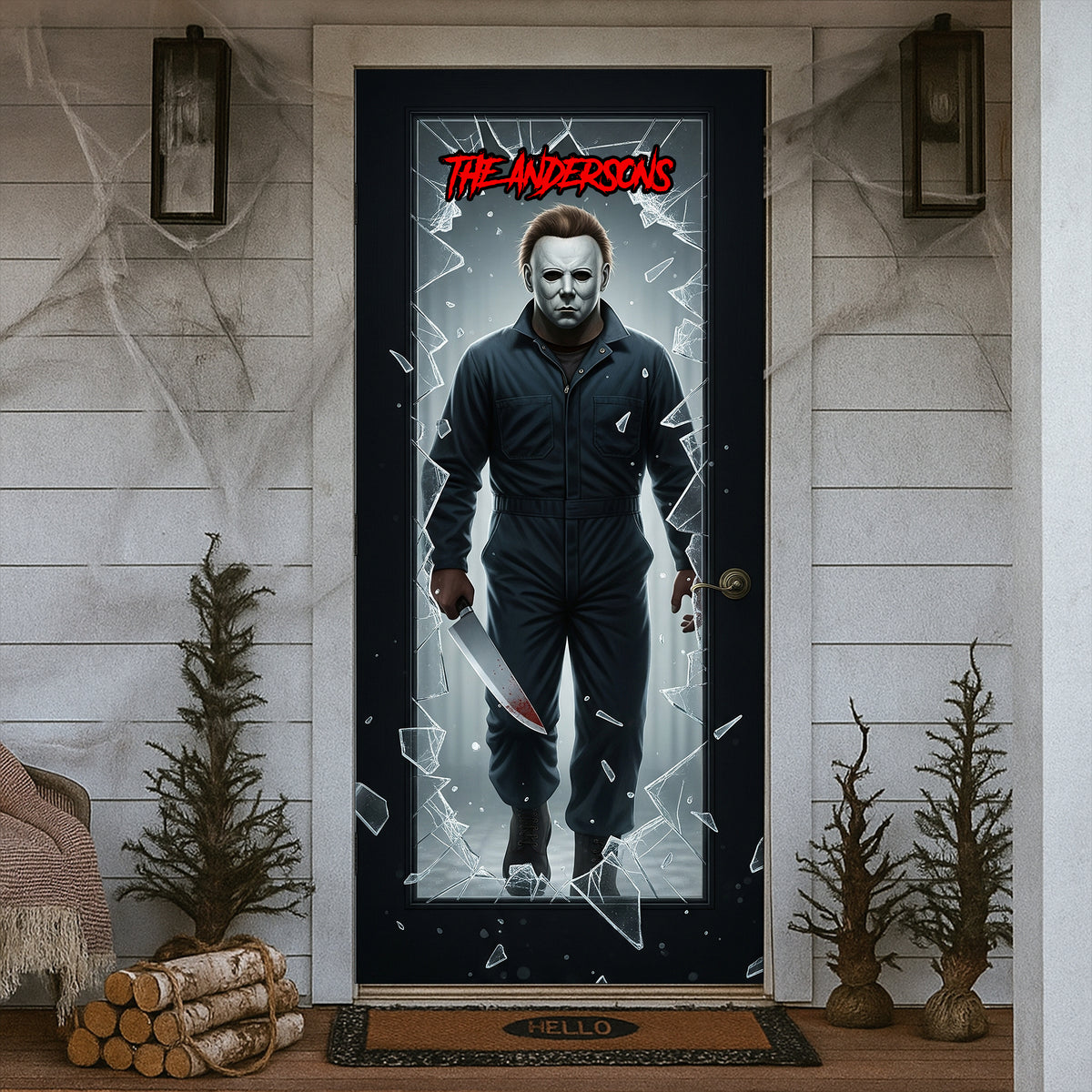 Dark Horror Villains Door Cover - Personalized Gift For Horror Fans 01PGLU210825-Homacus