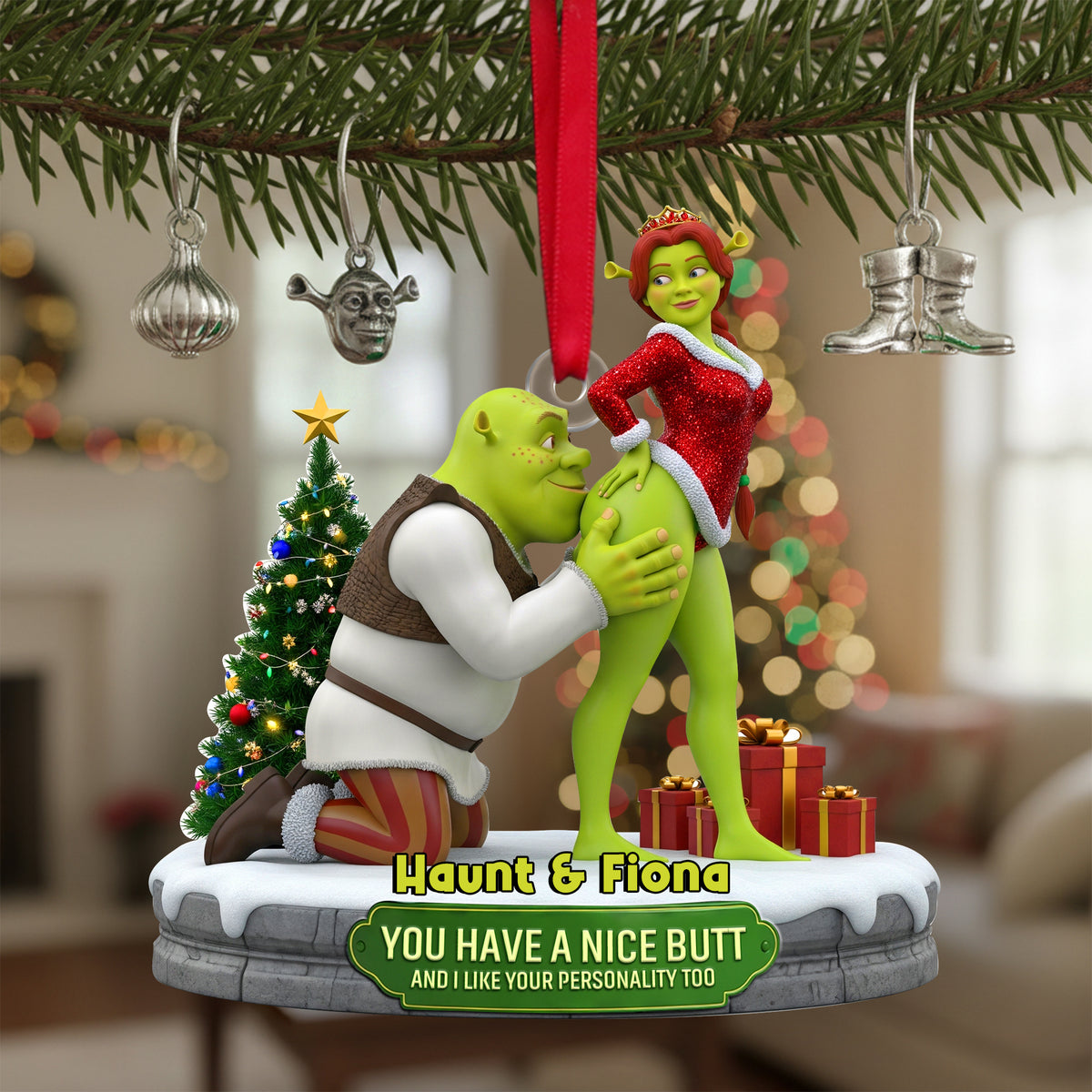 Cheeky Kisses Couple Acrylic Ornament - Personalized Christmas Gifts For Couples 04OHLU300925-Homacus