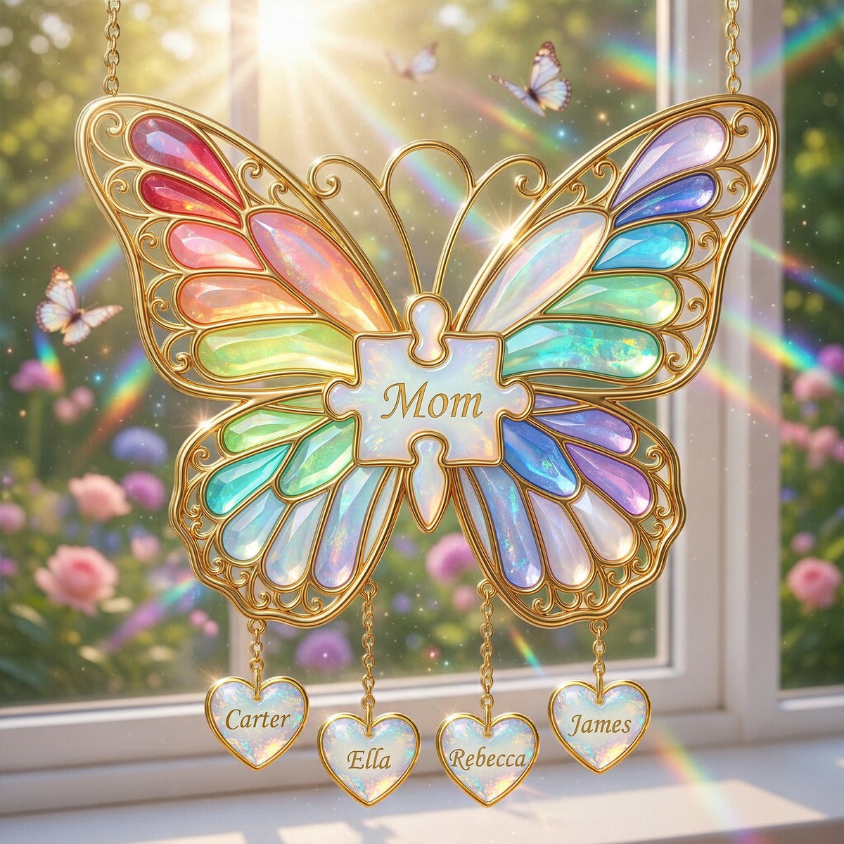 Butterfly Mom Suncatcher Ornament - Personalized Gifts For Mother's Day 01nalu170326-Homacus