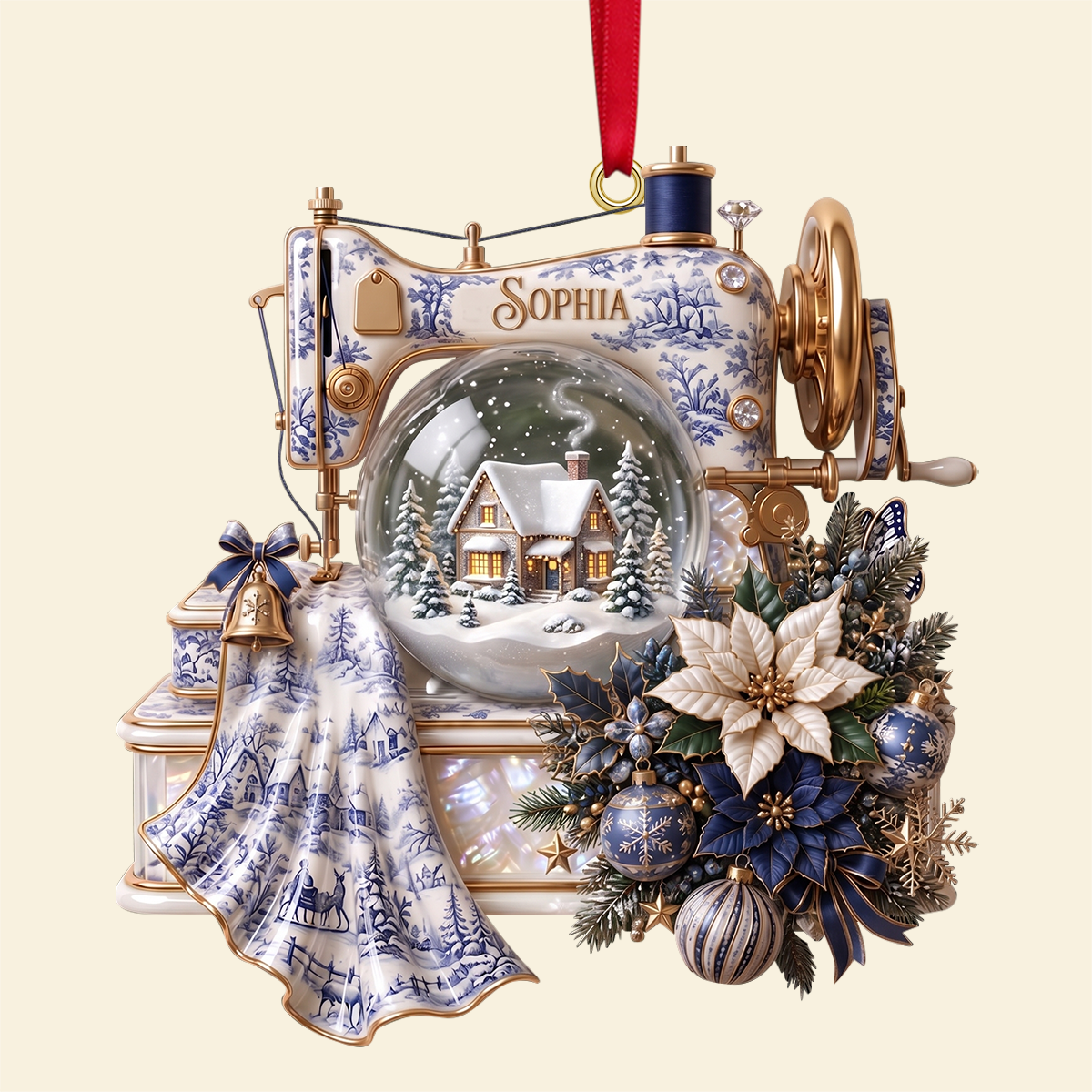 Toile de Jouy Christmas Sewing Ornament - Personalized Gifts For Christmas 02patn290826