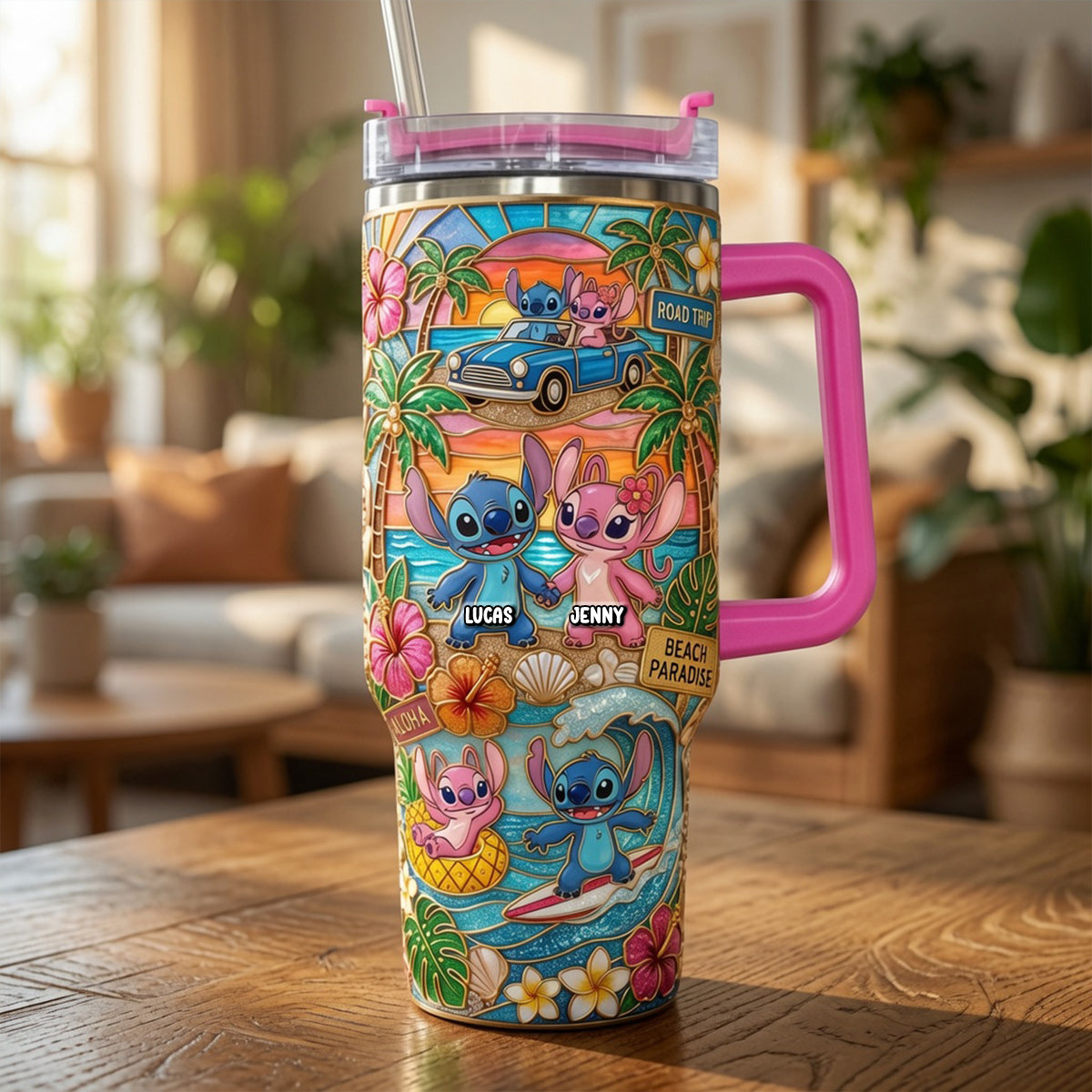 Couple Summer Vibes 40oz Tumbler With Handle - Personalized Gifts For Couples 02patn300626-Homacus
