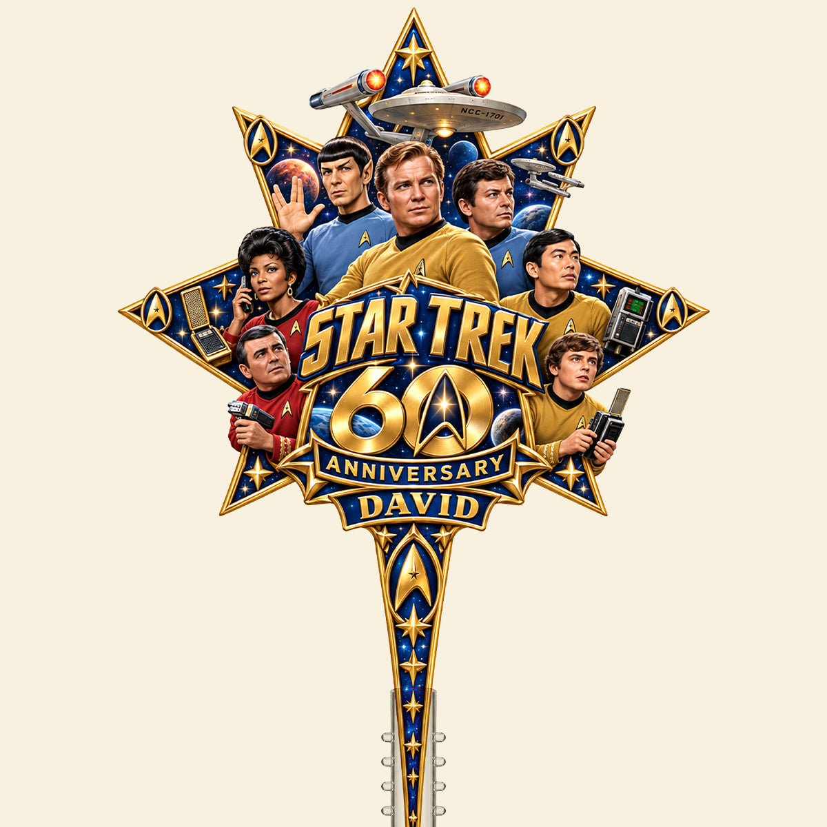 Starship 60th Anniversary Personalized Christmas Tree Topper 02ohta121026-Homacus