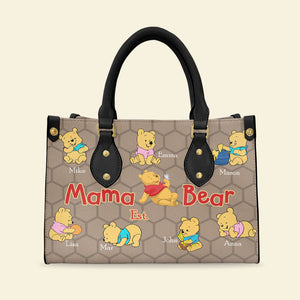 Personalized Gifts For Mom Leather Bag Mother's Day Bear Kids 03OHMHH240225-Homacus