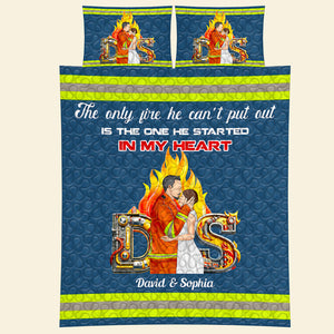 Personalized Gifts For Couple Firefighter Lover Quilt Bed Set 04XQDT151124TM-Homacus