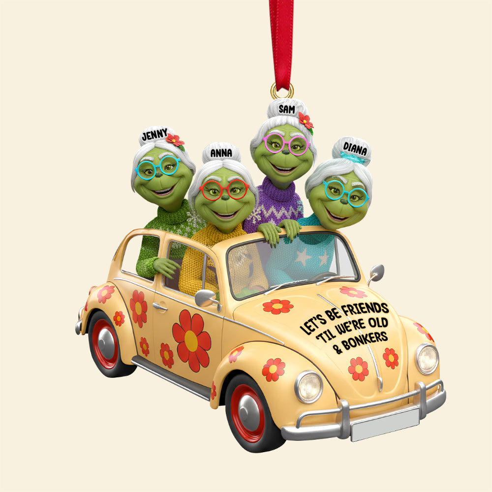 Old Best Friends On Car Personalized Funny Gifts For Besties Christmas Ornament-Homacus