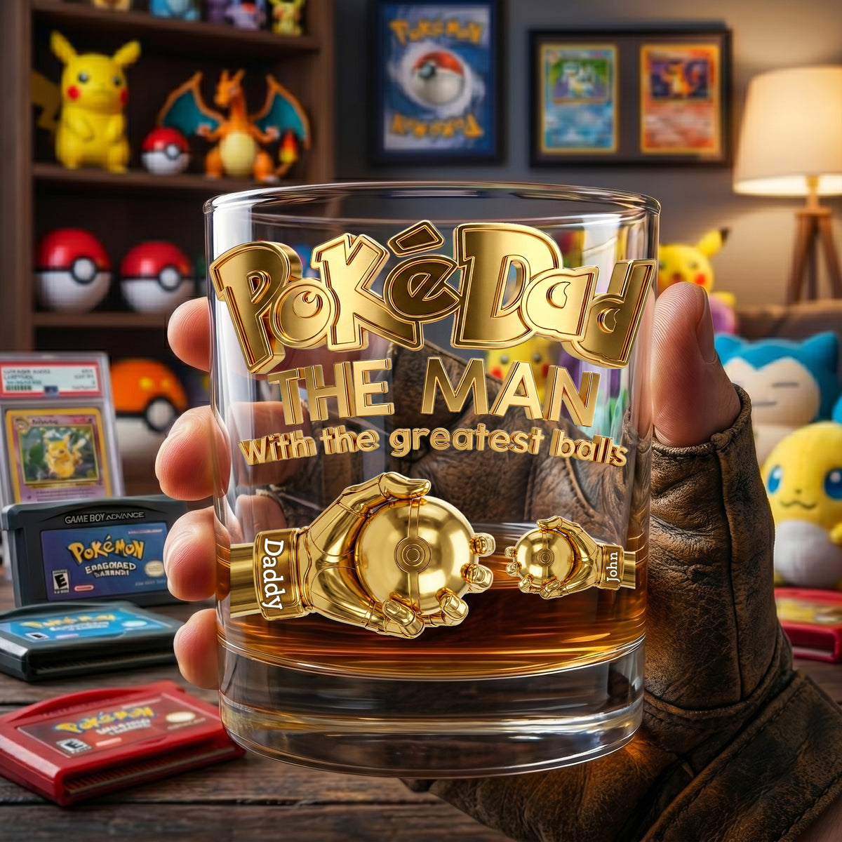 Pocket Monster Dad Fist Bump Glass- Personalized Gifts For Dads 03OHLU210526-Homacus