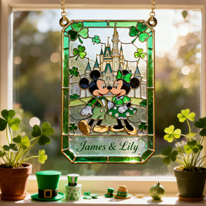St Patrick's Day Couple Suncatcher Ornament Personalized Gifts For Couple 02PGLU090225-Homacus