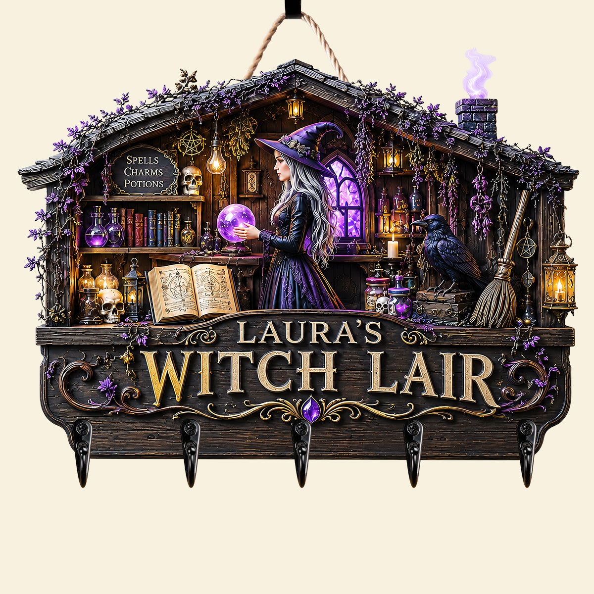 Mysterious Witch Lair Key Hanger, Personalized Gifts For Witch Lovers 04qhdt250726