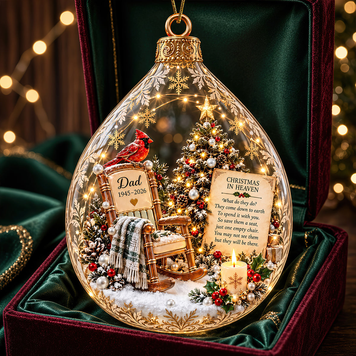 Christmas In Heaven Cardinal Ornament - Personalized Memorial Gift 07PADT300926