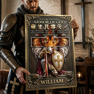 Kneeling Knight Jesus Printed Metal Sign - Personalized Gifts For Christians 01hulu030626