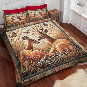 Personalized Gifts For Couple Quilt Bed Set, Romantic Deer Couple 03qhdt241224-Homacus