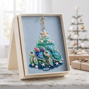 Turtle Family Christmas Ornament - Personalized Gifts For Family 02nalu060826