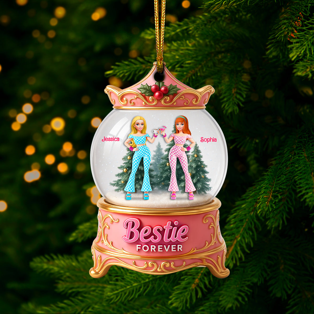 Girly Bestie Forever Ornament - Personalized Christmas Gifts For Besties 03OHLU140825-Homacus