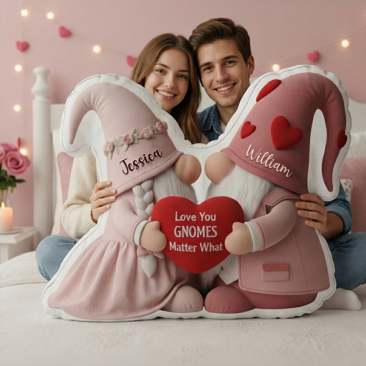 Sweet Gnome Romance Couples Pillow - Personalized Gifts For Couples 07HYLU261125-Homacus