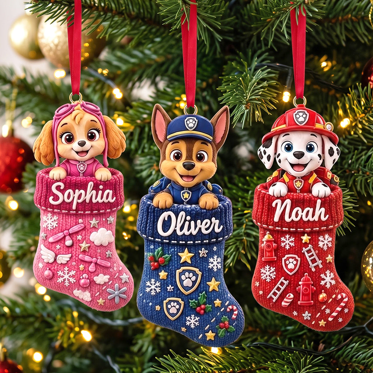 Rescue Pups Christmas Stocking Ornament - Personalized Gifts For Kids 06TTTN201026-Homacus