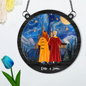 Personalized Gifts For Couple Suncatcher Ornament 01hupu060924hg Wizard Couple Standing Together-Homacus